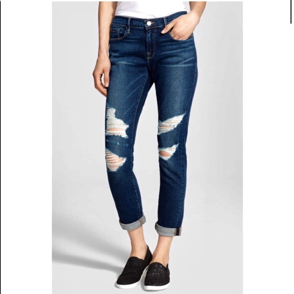 Frame • 32 • Le Garçon Adams Distressed Denim Jeans